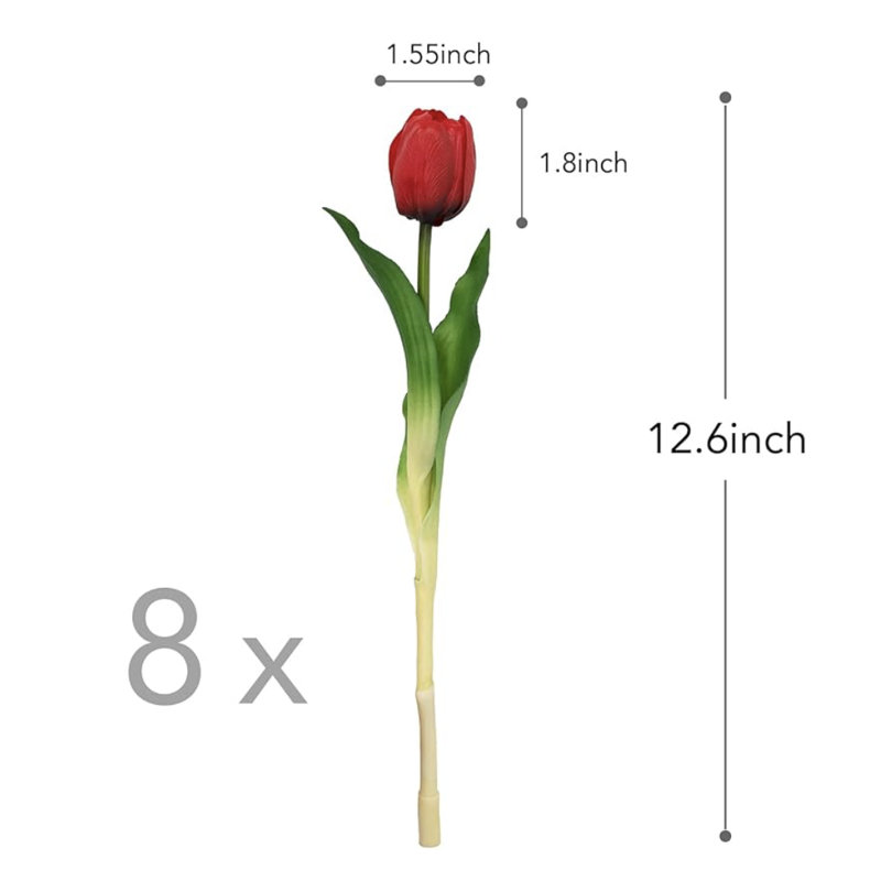 Artificial Tulip Arrangement - 8Pcs, Red