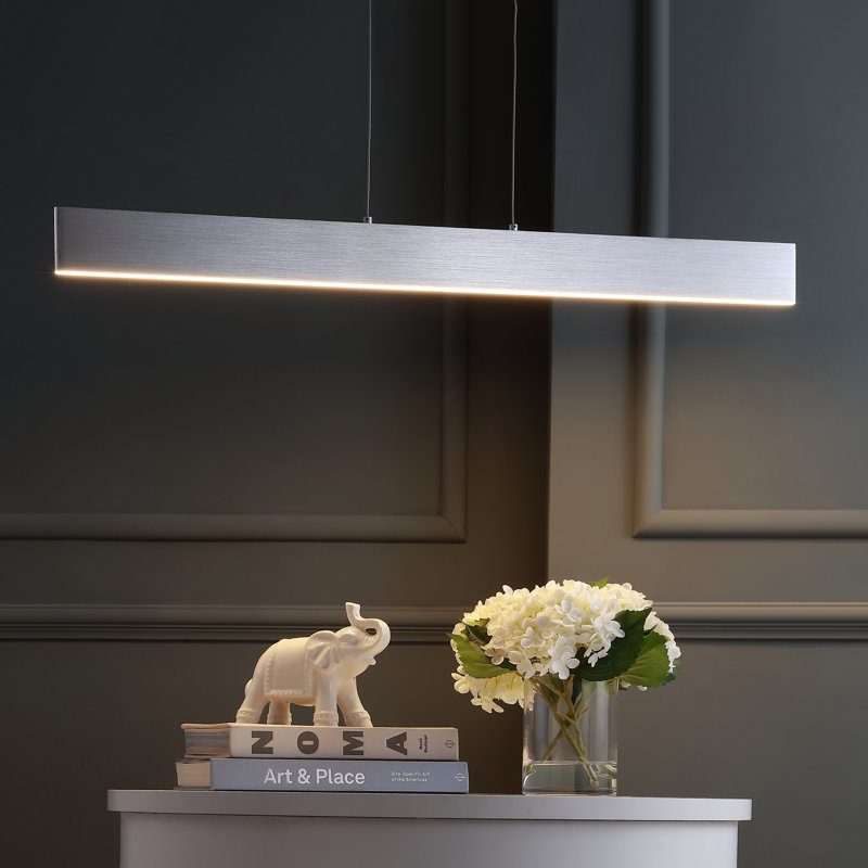Daisetta 1 - Light LED Pendant, Brushed Aluminum, 4.5" H x 32" W x 4.5" D