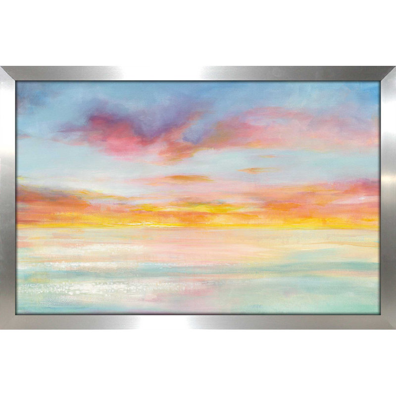 « pastel sky », reproduction de peinture à l’acrylique encadrée, H 27,5 po x l 39,5 po x P 0,75 po