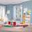 RiverRidge Kids Desk, Activity and Play Table with 6 Storage Cubbies - White with 2 Fabric Bins-92440294