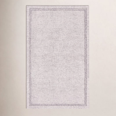 Gray Beige Hand-Tufted Wool Rug