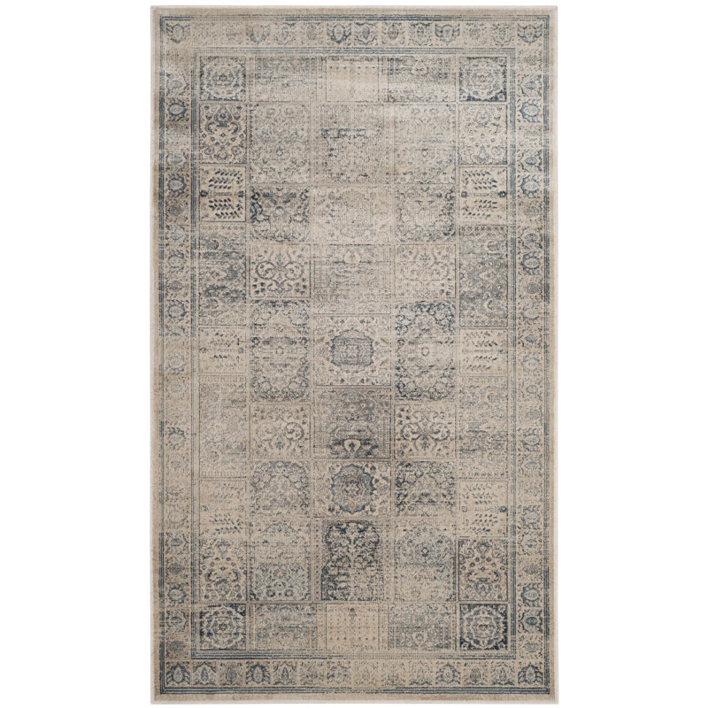 Tapis oriental pierre / bleu Evanoff, Rectangle 3 pi 3 po x 5 pi 7 po