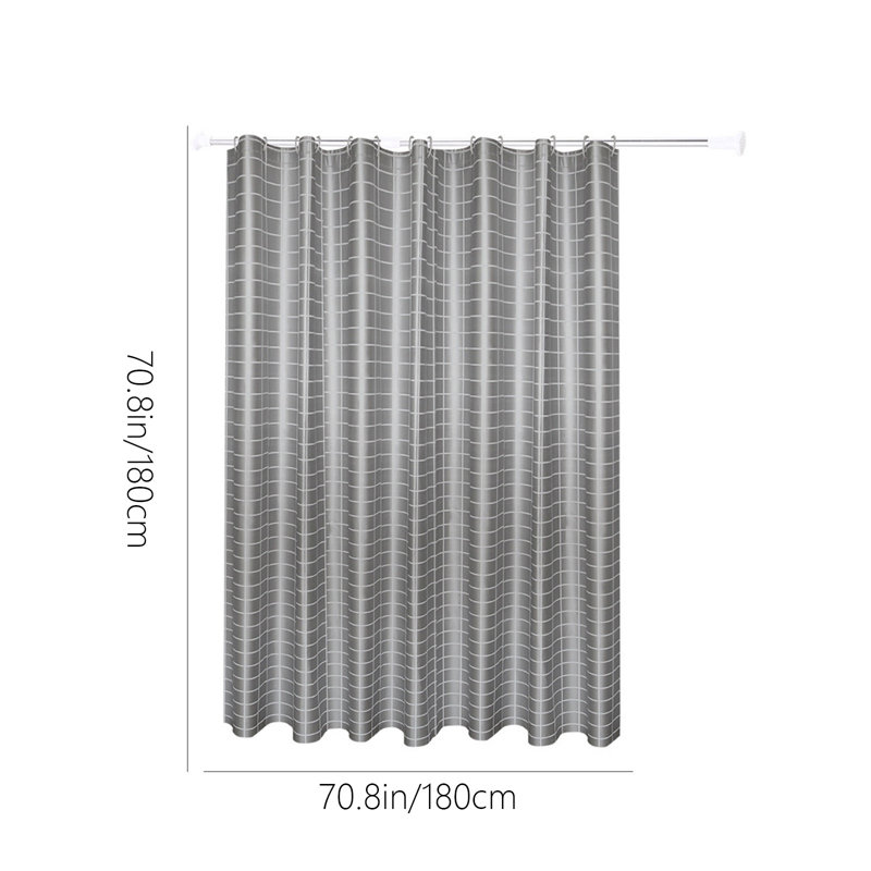 Rideau de douche à carreaux imperméable en tissu kbndieu gris, S