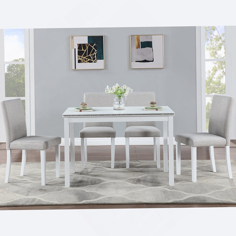 Ensemble de table de salle à manger en bois 5 pièces, ensemble de table de cuisine avec table, table de salle à manger en bois