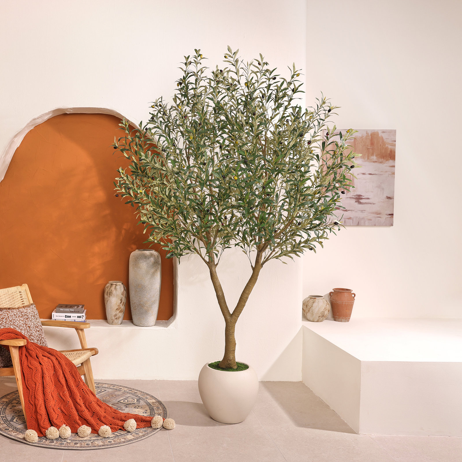 Ashwell 8' Artificial Olive Tree with Planter