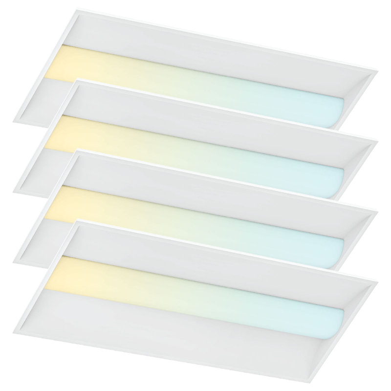 Luminaire DEL luxueux 2 pi 4 pi LUXRITE, panneau de panier central, 5CCT (3000K-6000K), 30W-72W, 3750-9000LM, 0-10V à intensité variable 120-277V ETL DLC Premium Paquet de 4