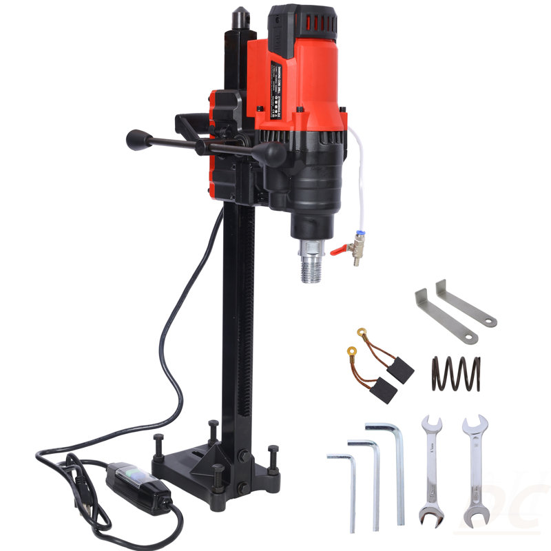 Diamond Core Drilling Machine, Wet&Dry Concrete Core Drill Rig With Stand, 700RPM Speed,9.4In Drilling Diameter For Concrete Brick Block Stone, 3200W