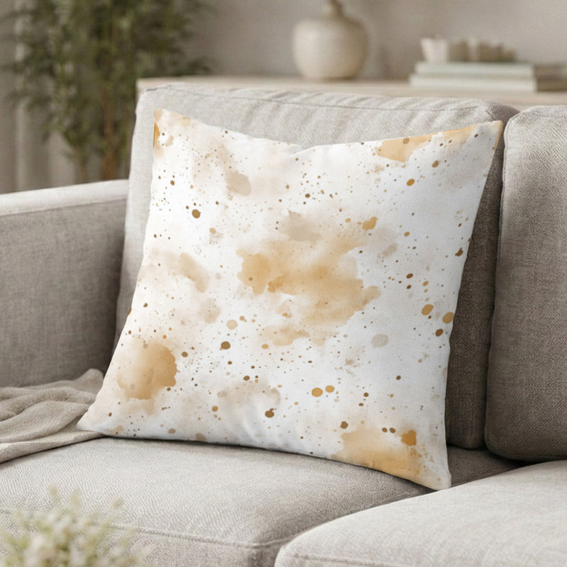 Coussin abstrait Abstract Beige et crème, H 16 po x l 16 po