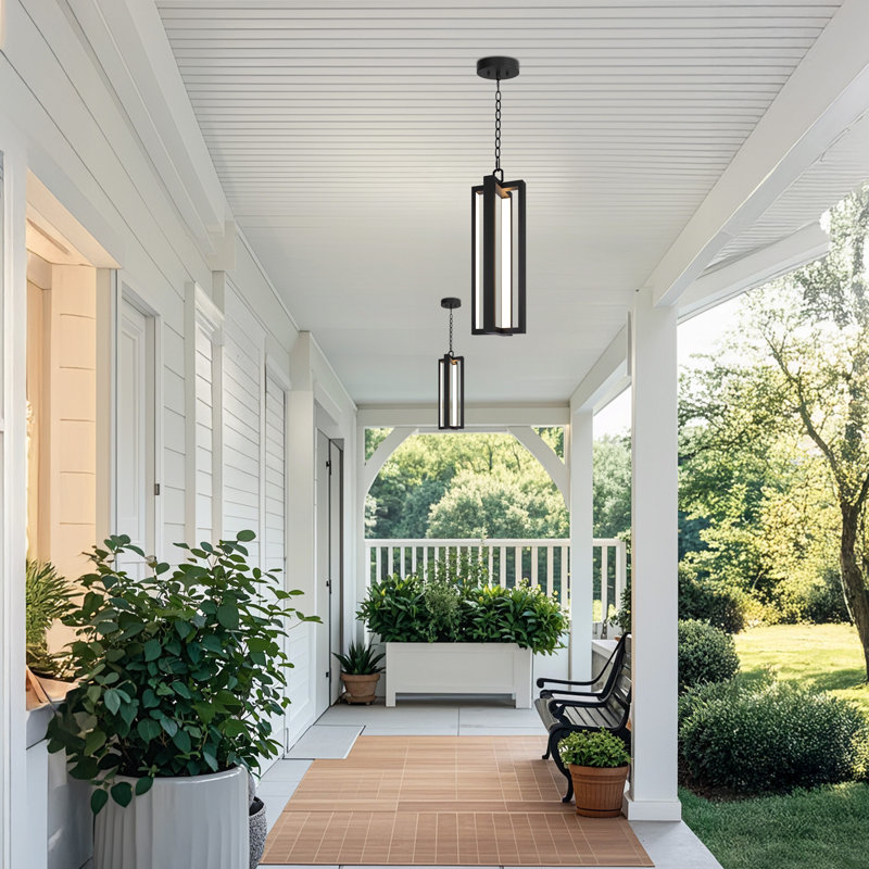 20”H Black 4-Light LED Outdoor Hanging Lantern
