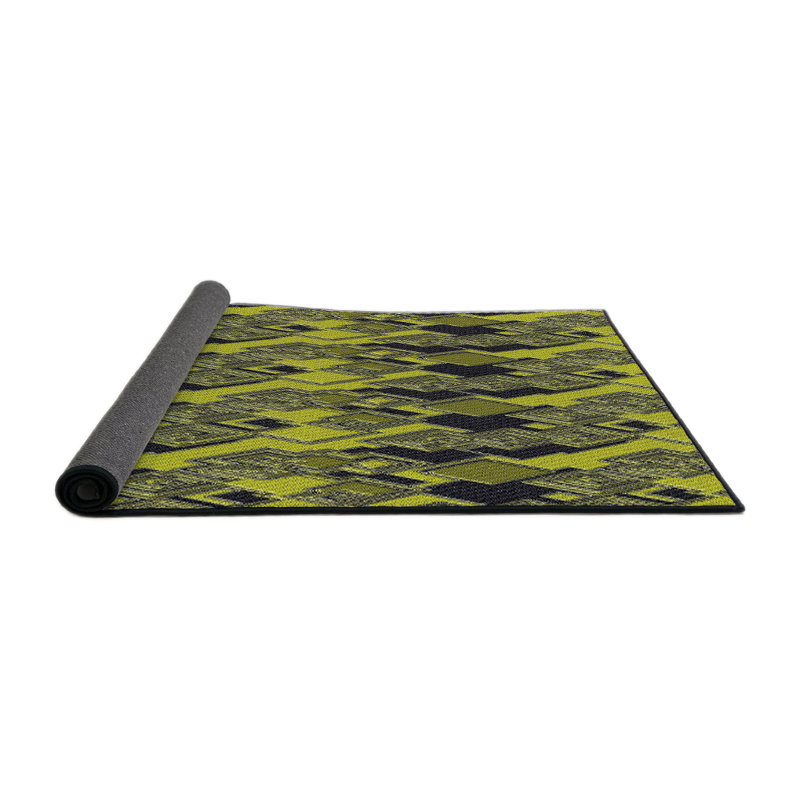 Jaune Tapis décoratif géométrique, Rond 4 pi