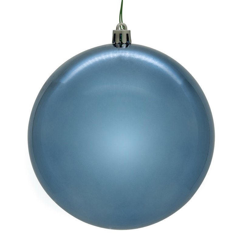  4" Denim Blue Shiny Ball Ornament.