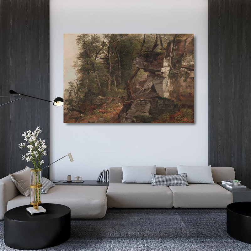 «Trees on a Rocky Hillside» par Asher Brown Durand - Art mural sur toile tendue avec châssis, H 33 po x l 48 po