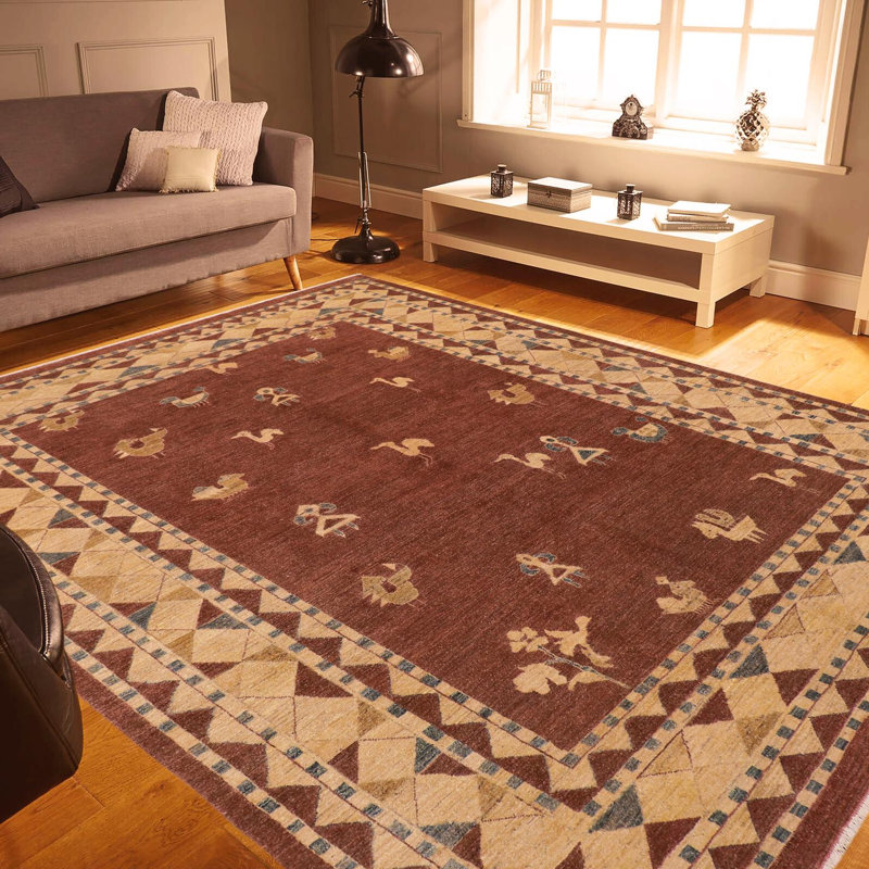 Tapis oriental brun en laine noué à la main 7 pi 8 po x 9 pi 11 po Ezra