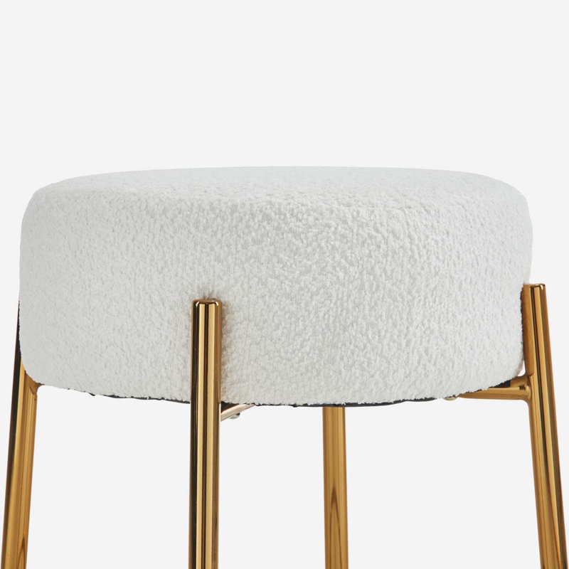 Round Bar Stool, Set of 2 - Contemporary Upholstered Dining Stools for Kitchens, Cafes and Bars - Includes Sturdy Support Legs