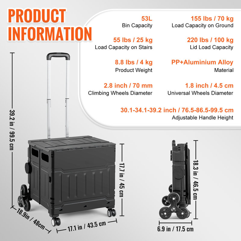 155 lb Chariot à main capacité pliable