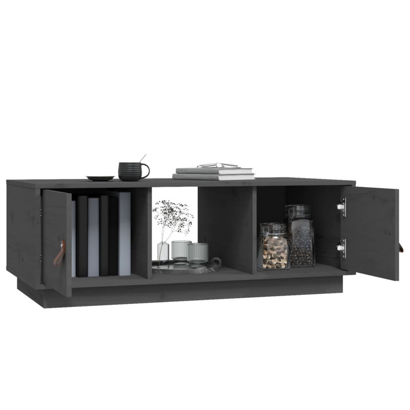 Kyralynn Solid Wood Solid Coffee Table with Storage, Grey