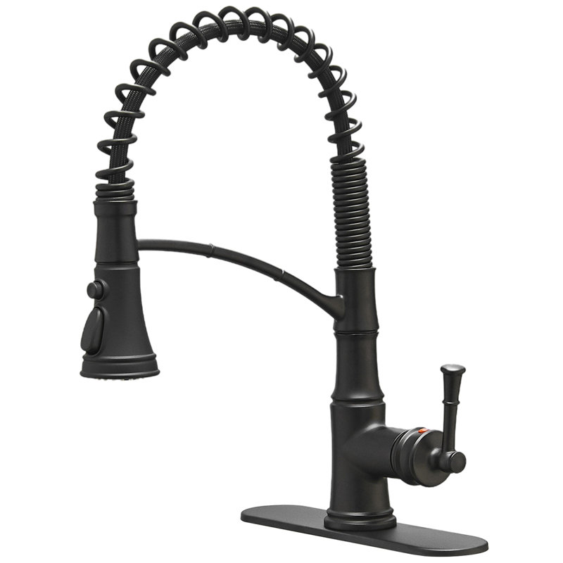 Single-Handle Pull-Down Sprayer 3 Spray Kitchen Faucet, Matte Black 