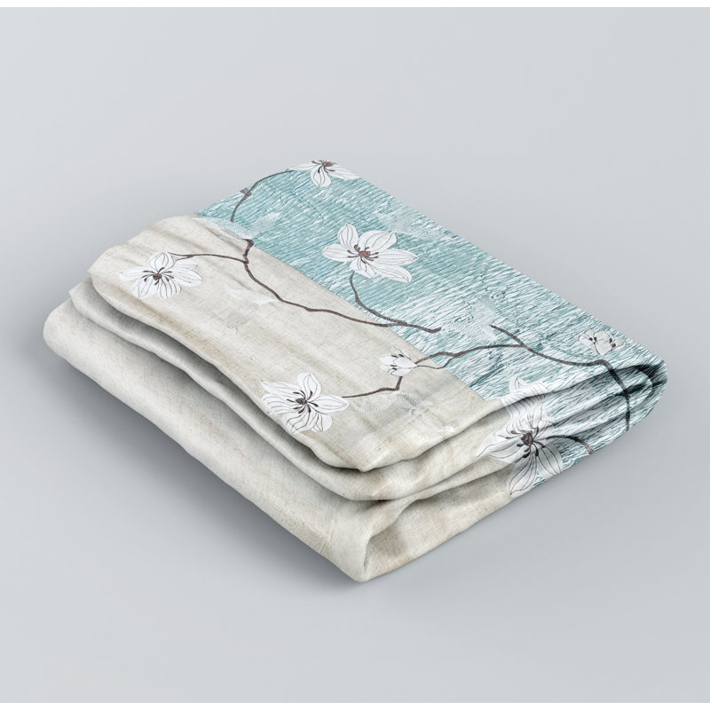 Rideau de douche Magnolia, Bleu, H 72 po x l 72 po
