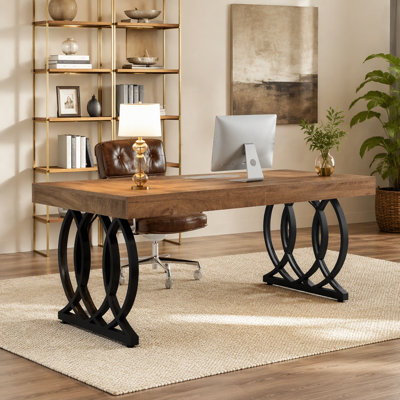 Bureau de direction 63 po, bureau d'ordinateur moderne au design luxueux