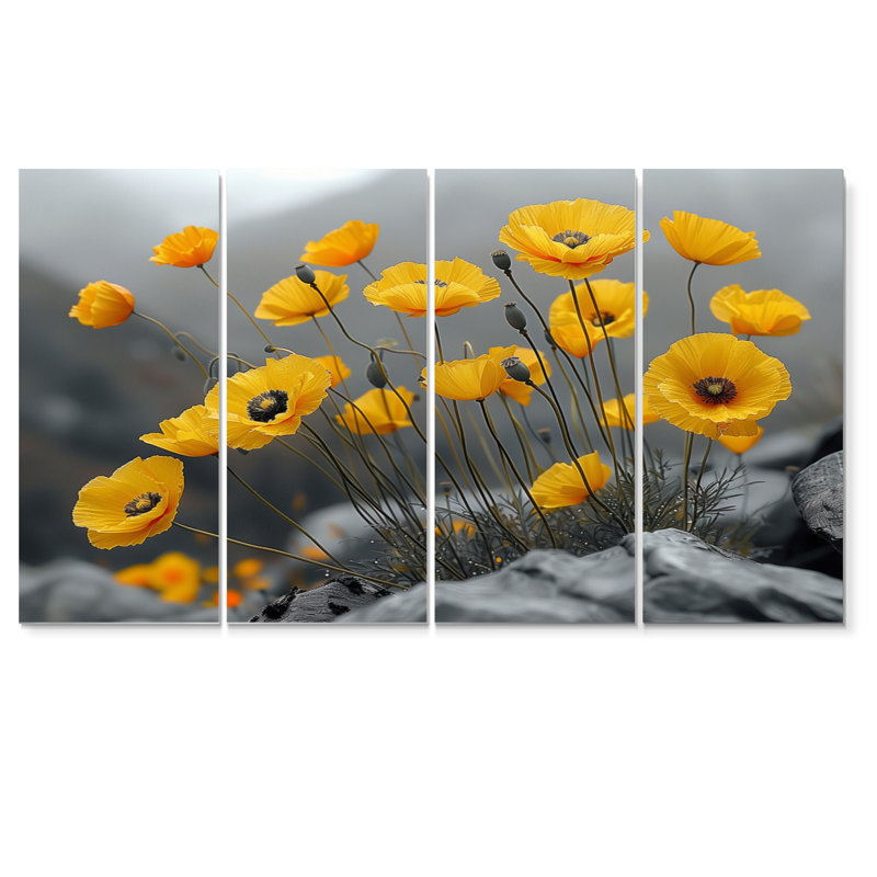 Neysa - ensemble d'art mural coquelicots, H 32 po x l 64 po