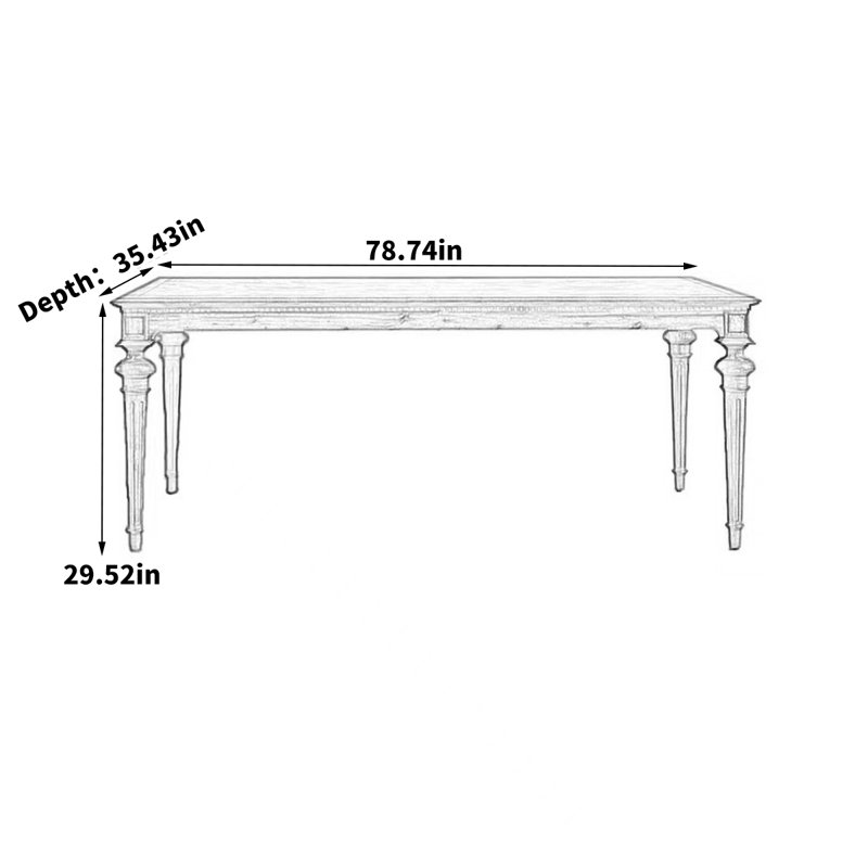 Tasheeka Pine Solid Wood Dining Table, 29.52"H x 78.74"L x 35.43"W