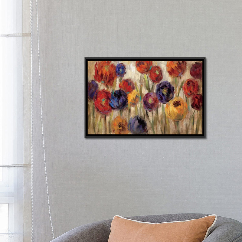 Asters and Mums par Silvia Vassileva - reproduction d'art sur toile tendue, H 12 po x l 18 po x P 1,5 po, Toile tendue