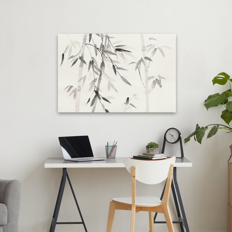 Art asiatique et feuilles de bambou III, H 24 po x l 36 po