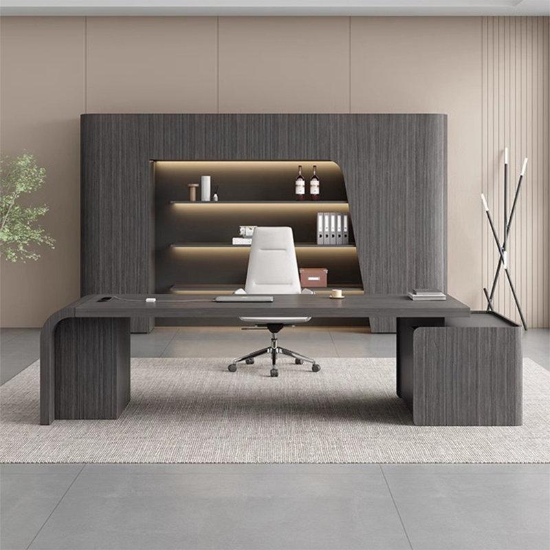Bureau de direction 78,74 "gris foncé moderne et luxueux, H 29,53 po x l 78,74 po x P 31,5 po