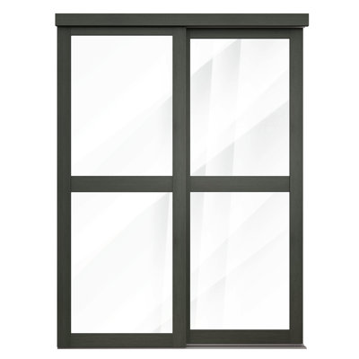36 po x 80 1/2 po Porte coulissante transparente 2-Lite, gris urbain