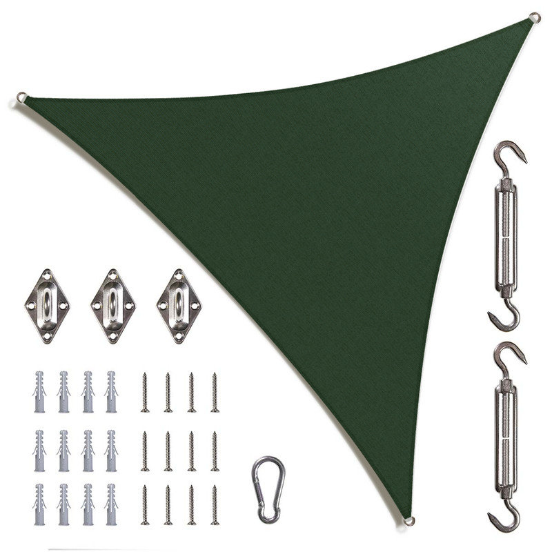 Amgo Customize Triangle Shade Sail - 200 GSM, 95% UV Blockage with Hardware Kit, 19 ft x 19 ft x 19 ft, Green