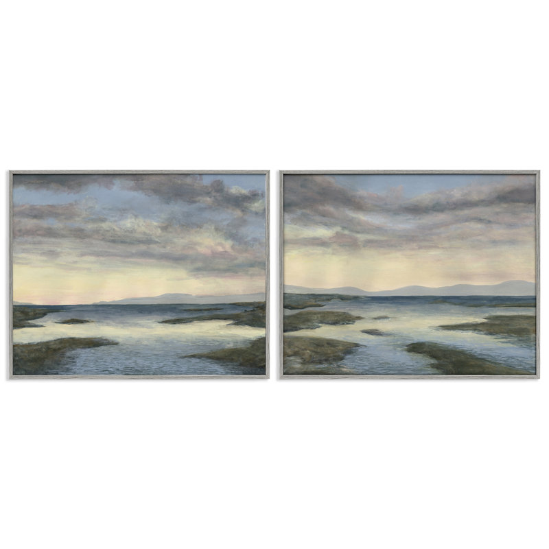 Sunlit Sea Expanse, ensemble de 2 giclées encadrées par Michael Willett, Estampe numérique Farmhouse, H 11 po x l 28 po