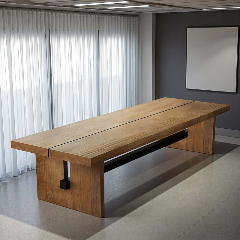Table de conférence rectangulaire en bois massif de 10 pieds, H 29,53 po x L 118,11 po x P 39,37 po