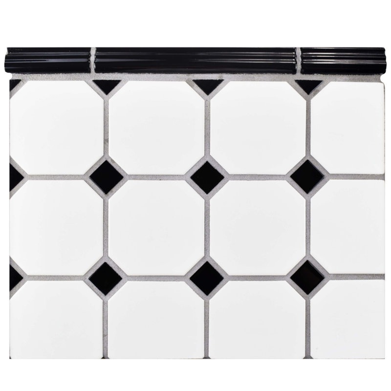Neros 7.9" x 1.3" Glossy Ceramic Mudcap Tile Trim in Nero