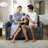 56.5'' Linen Loveseat Sofa with Storage Space Square  Arm-1464188460