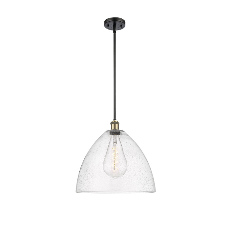 Luminaire suspendu en forme de globe à 1 lumière Angeliz, DEL, H 49,75 po x l 16 po x P 16 po, Noir / laiton antique