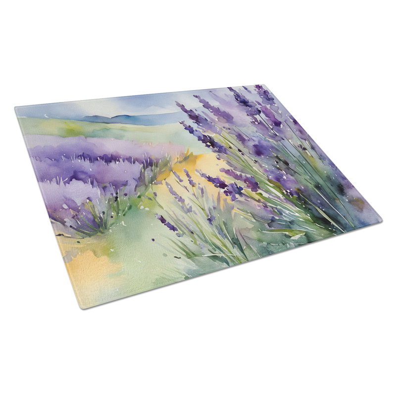 Lavande dans une grande planche à découper en verre aquarelle
