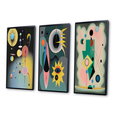«Divine Secrets Retro Abstract Illustration V», 3 pièces