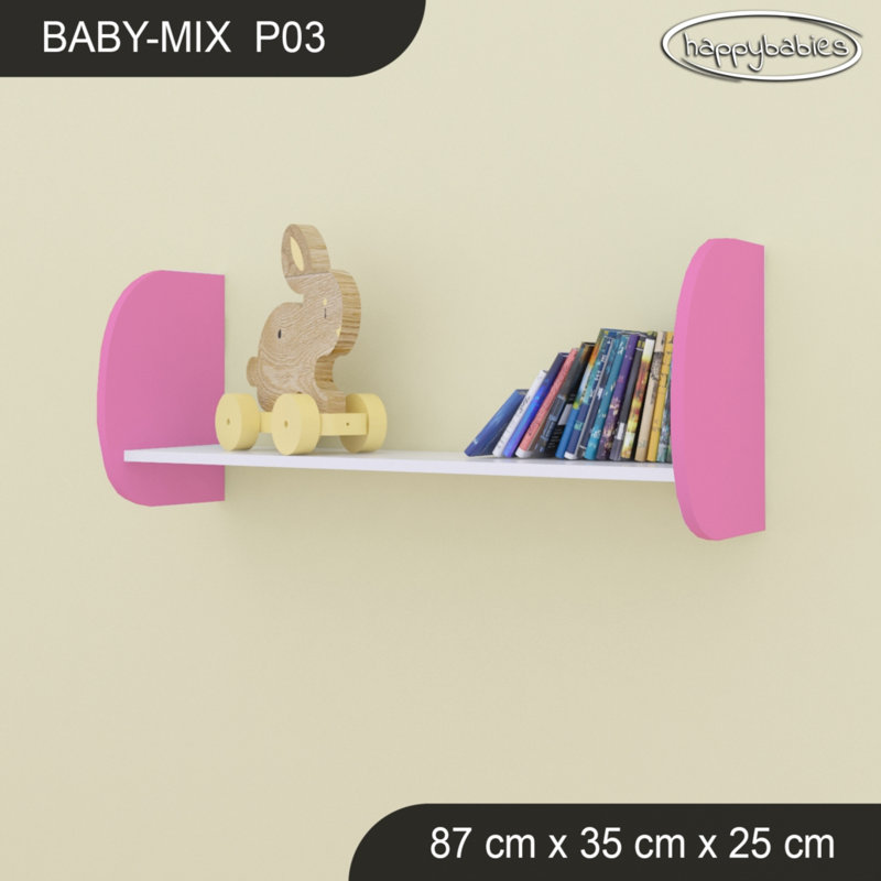 Plastic / Acrylic Industrial Pipe Shelves, 34cm H x 87cm W x 25cm D, White/Pink