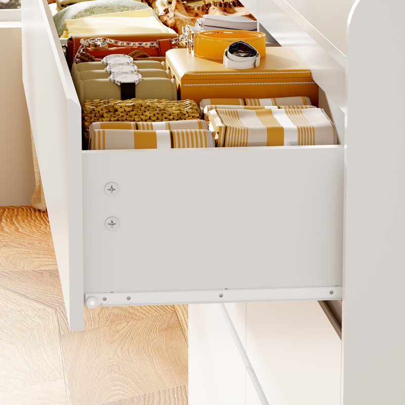 Commode double 6 tiroirs, l 47,2 po, Blanc