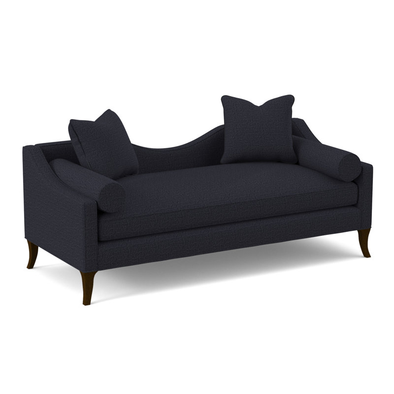 Audrey Upholstered Chaise Lounge, American Walnut, Venice Navy 100% Polyester