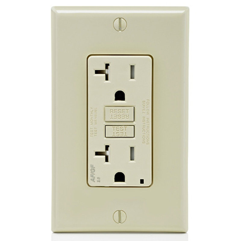 Leviton SmartlockPro 20 Amp 125 Volt Duplex Ivory AFCI/GFCI Dual Function Outlet 5-20R 1 Pack