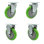 5 Inch Green Polyurethane Wheel Swivel Top Plate Caster Set with 2 Rigid SCC