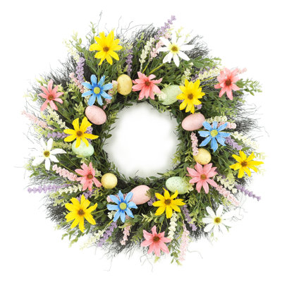 20"Colourful Daisies And Lavender Easter Wreaths
