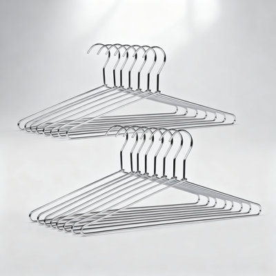 Cintres en métal robustes avec finition en chrome poli - paquet de 60 crochets en fil métallique de 17 pouces pour manteaux, robes et jeans - fabrication commerciale en acier de 4 mm d'épaisseur