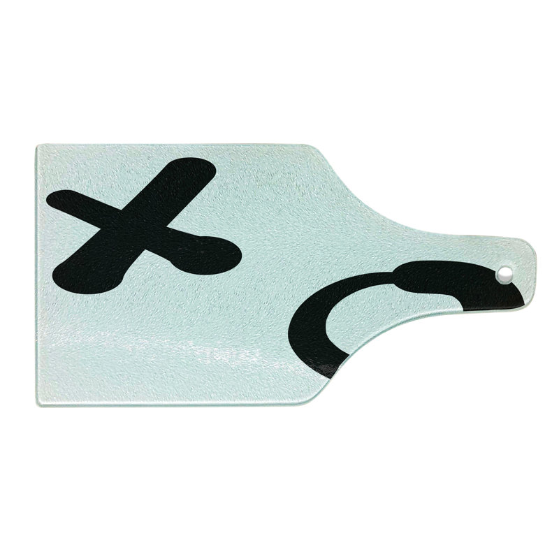 Planche à découper en verre trempé Ambesonne Xo à motif simpliste noir et blanc