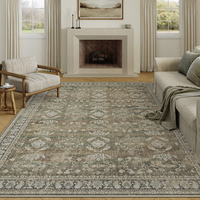 Kitty Machine Washable Oriental Area Rug for Living Room with Non-Slip Backing, Rectangle 8' x 10'
