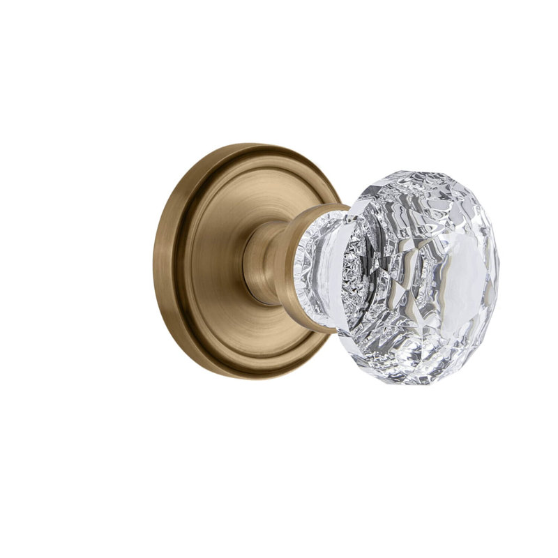 Grandeur Georgetown Rosette With Brilliant Crystal Knob, Vintage Brass