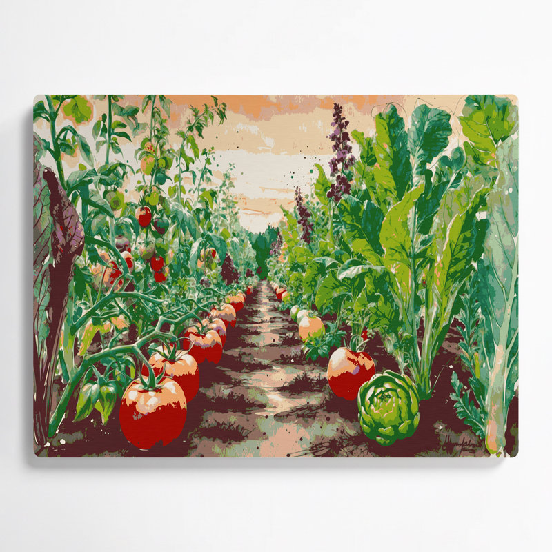 Ferme, jardins potagers verts, art mural en métal, H 20 po x l 24 po