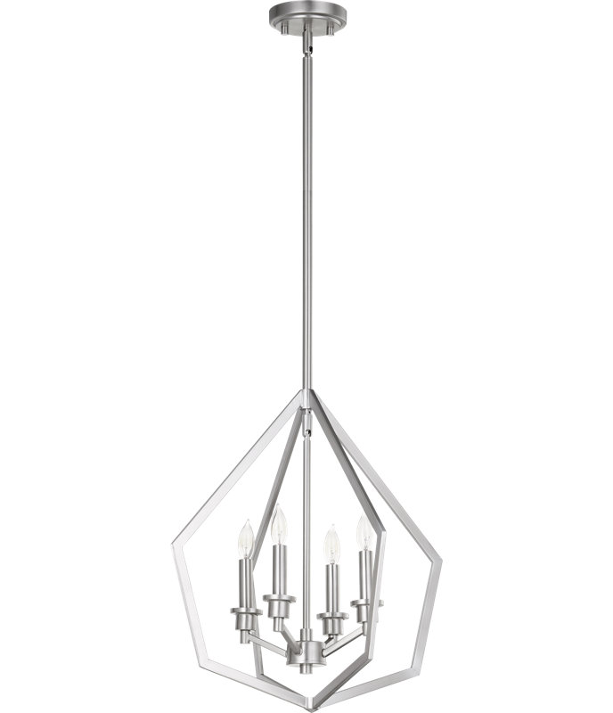 Coleman 4 - Light Dimmable Lantern Geometric Chandelier, Satin Nickel