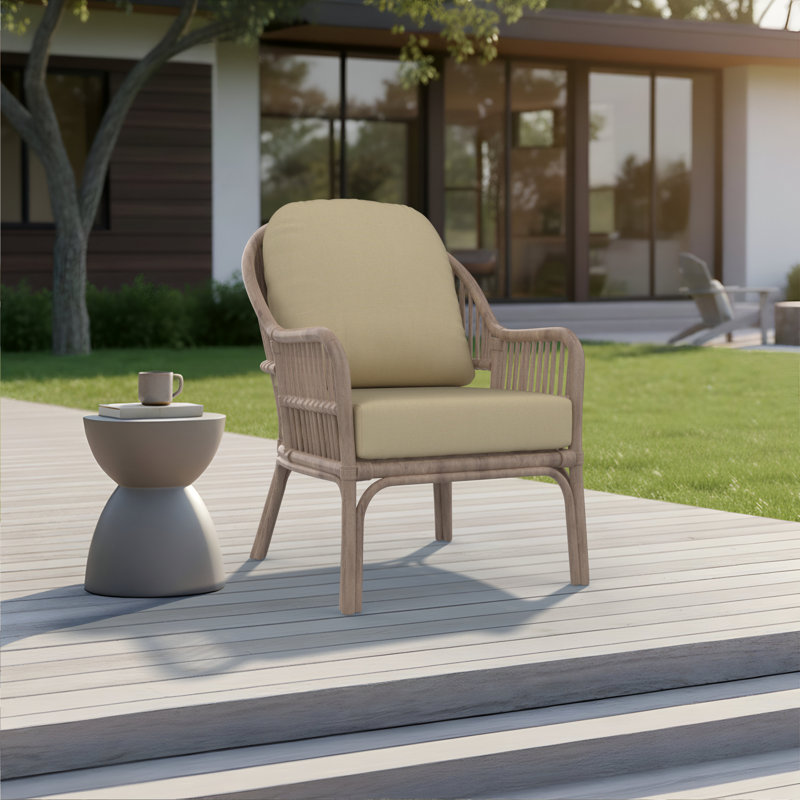 Outdoor Sunbrella® Seat/Back Cushion, Antique Beige Sunbrella® Canvas